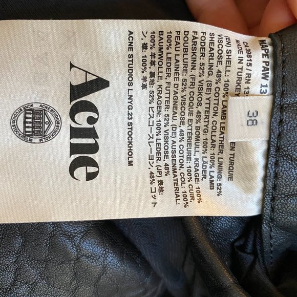 Acne Studios Mape Black Leather Jacket sz 38 - Picture 8 of 11